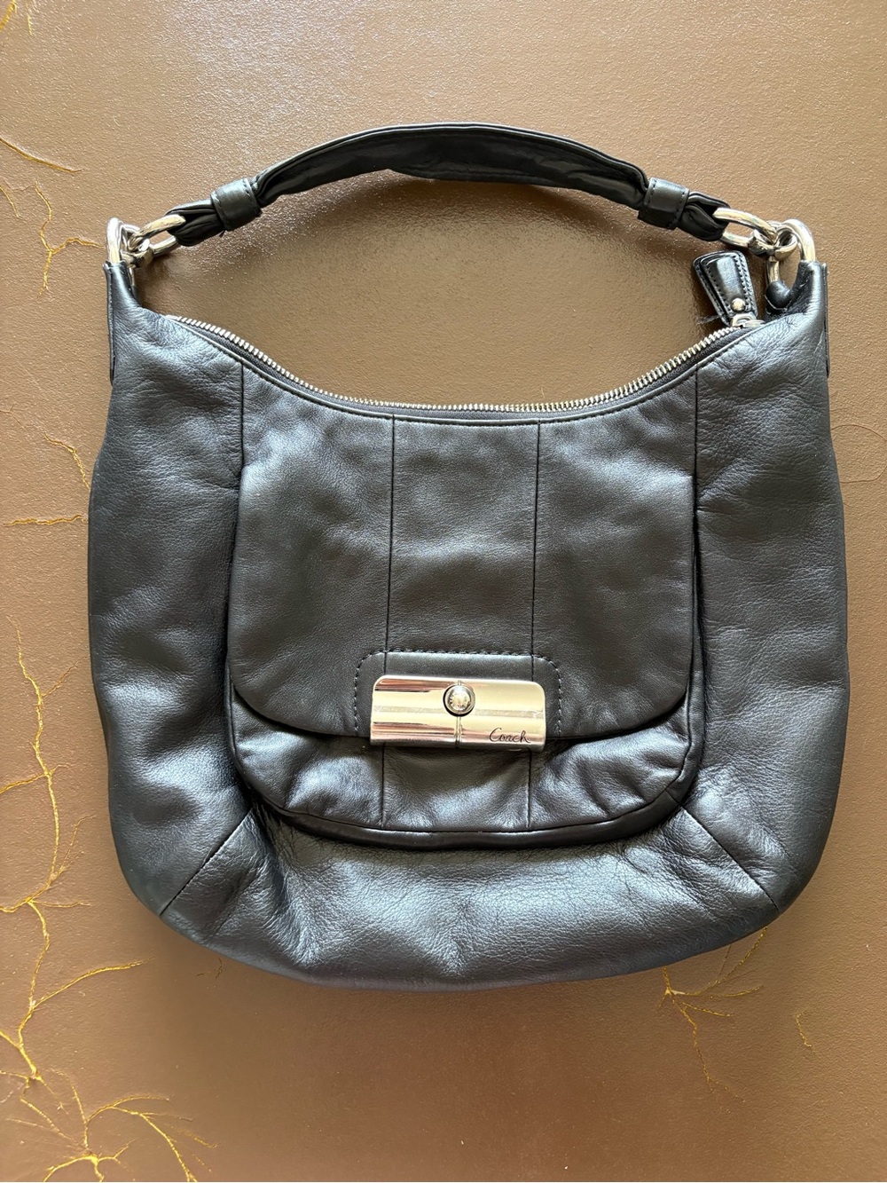 Vintage Kristin Black Leather Hobo Bag